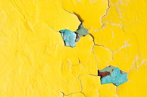 Blue and yellow cracking paint.